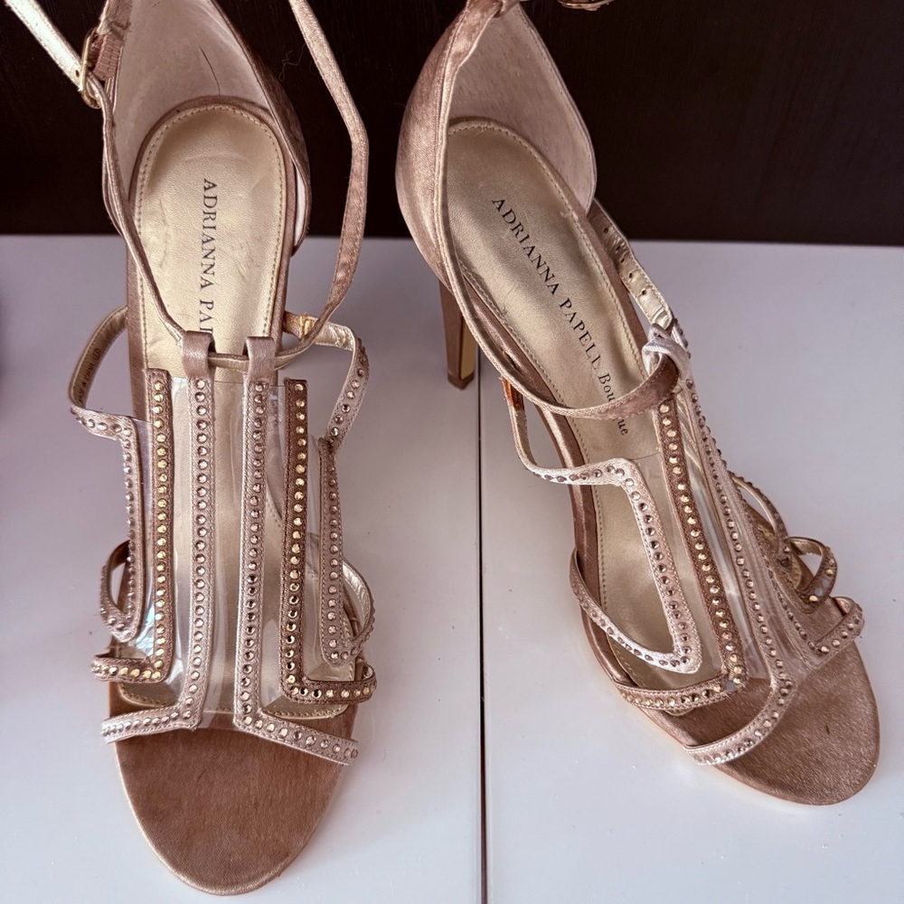 Adrianna Papell Gold Strappy Heels